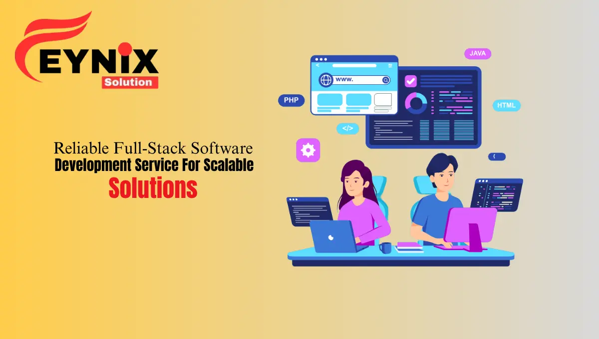 Team of full-stack software developers working on code spanning front-end, back-end, and database architectures.